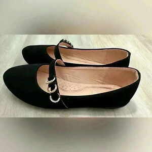 GIRL'S BLACK FAUX SUEDE MARYJANE DRESS SHOES BY LINK SIZE 13